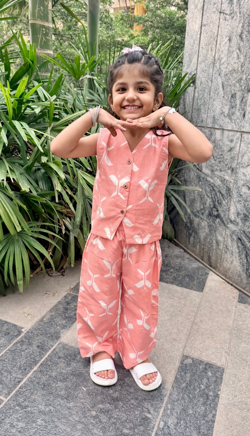 Peach Blossom Cotton Co-ord Set for Girls