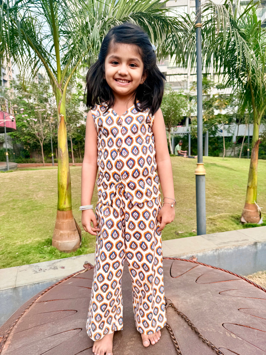 Coral Bloom Cotton Co-ord Set for Girls