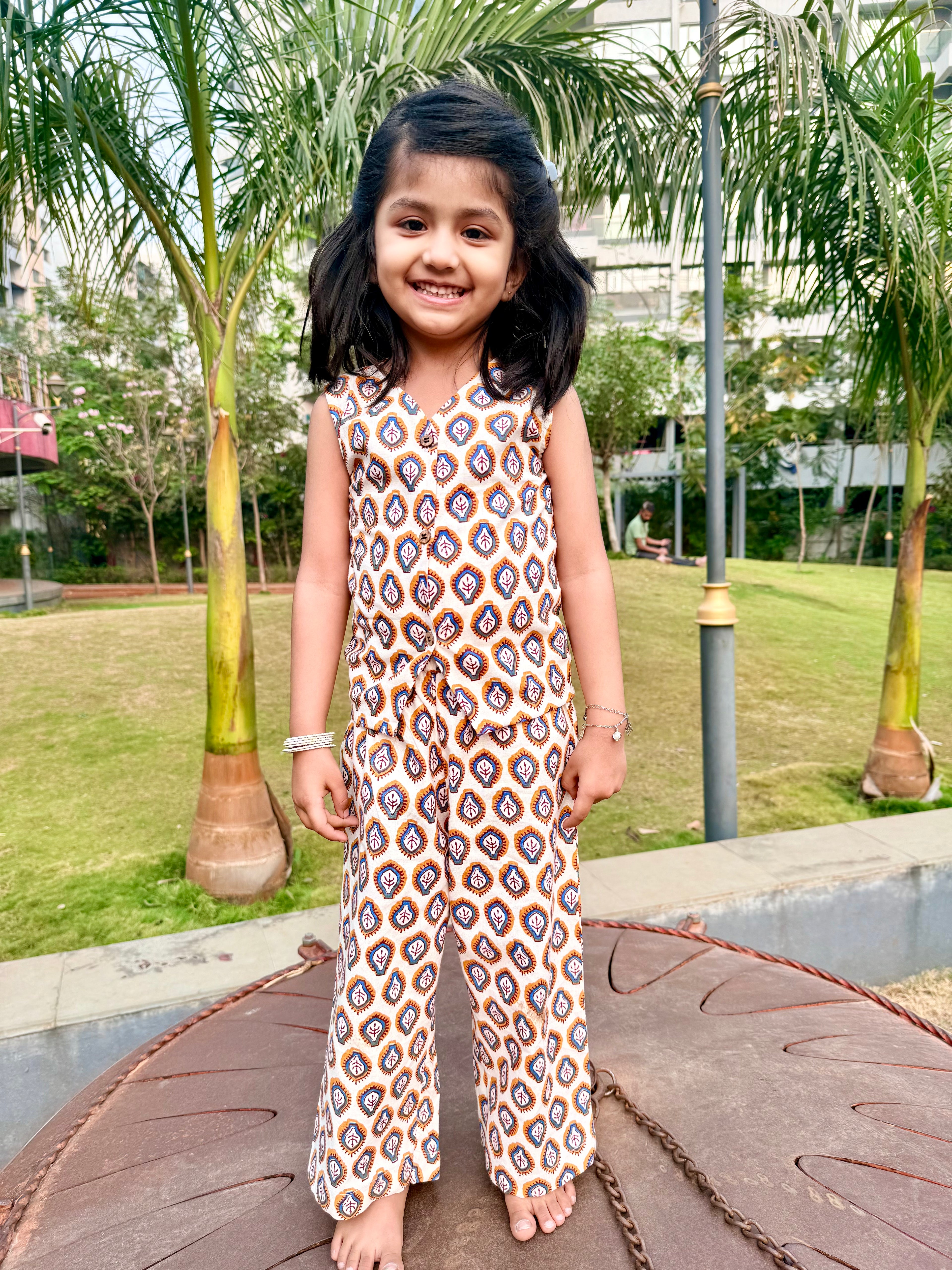 Coral Bloom Cotton Co-ord Set for Girls